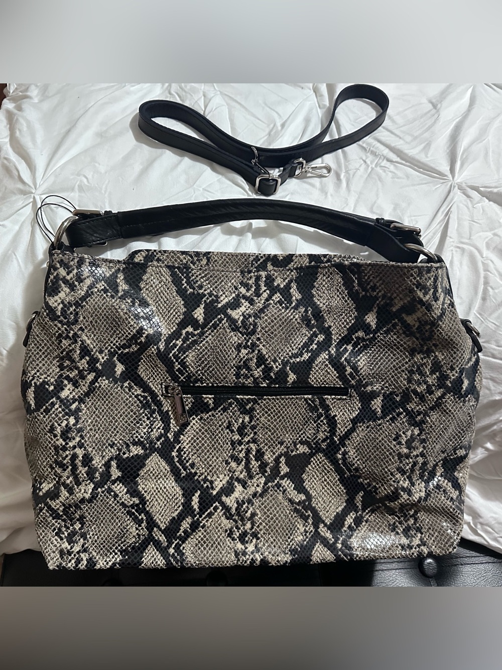 Italian Genuine Leather Snakeskin Print Handbag Shoulder Bag Made in Italy